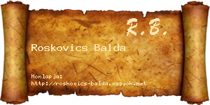 Roskovics Balda névjegykártya